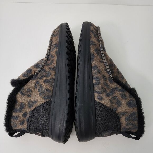 HEY DUDE Denny Leo Nut Boots Womens 9 Black Booties Leopard Faux Fur Lined - Picture 6 of 9